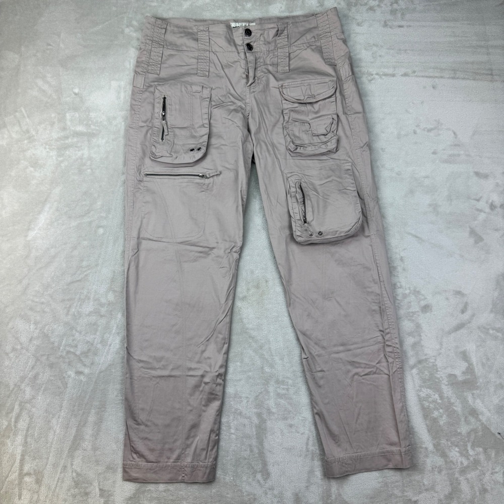 Pete & Greta Johnny Was Pants Womens 10 Gray Cargo Utility Multi Pocket